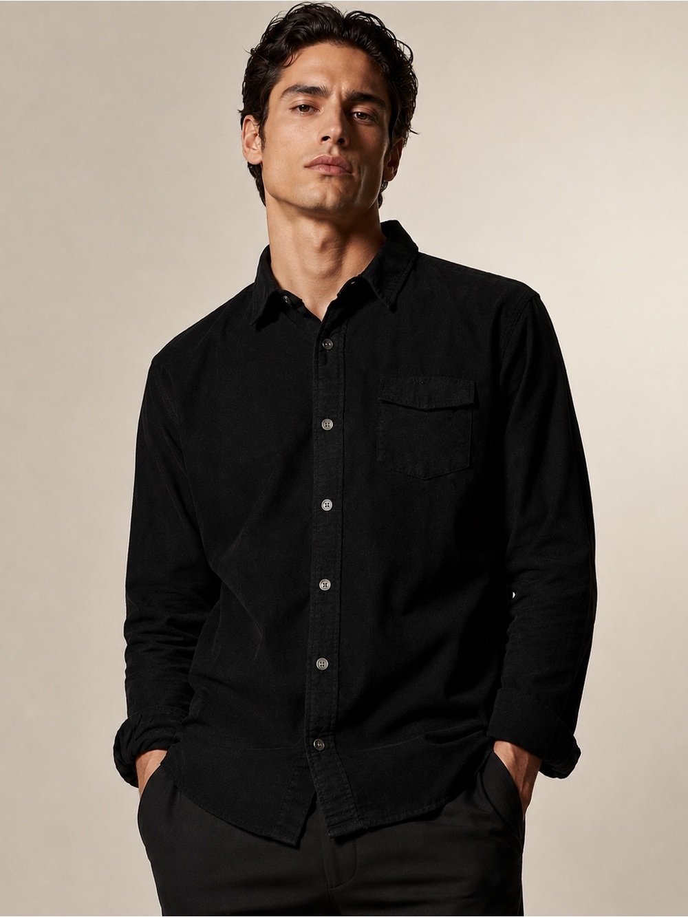 Descendant of Thieves Black Cotton Button Front Shirt XL